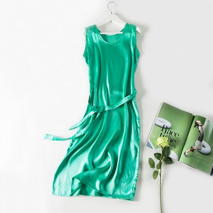 純粋な100%桑シルクドレスでソリッドカラー、柔らかく、快適なレディースドレス仕入れ・メーカー・工場