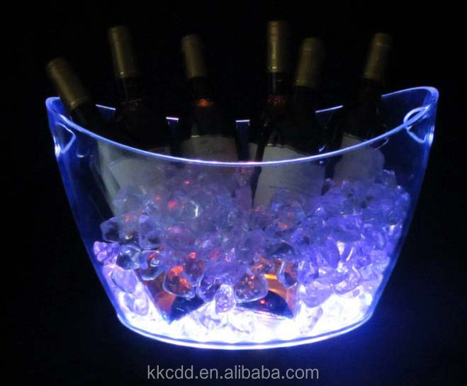 12L top quality Cheers colorful Champagne LED ice bucket transparent LED plastic ice bucket