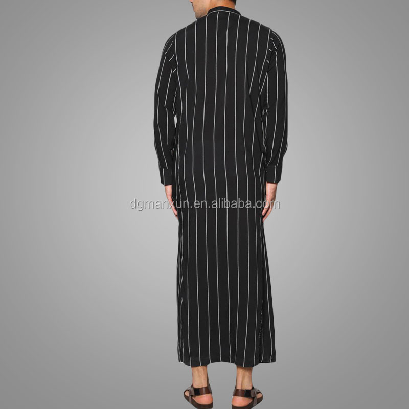 Modern ethnic simple design striped men jubah men islamic clothing