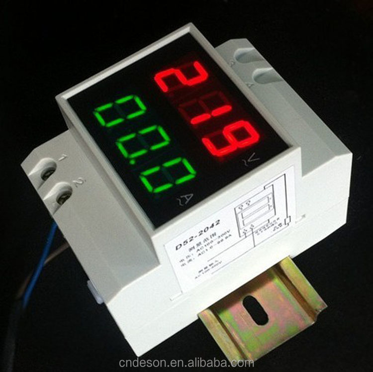 デュアルデジタルディスプレイled自宅使用されるレールac電圧計電流計ac80-300vac0.2- 99.9a仕入れ・メーカー・工場