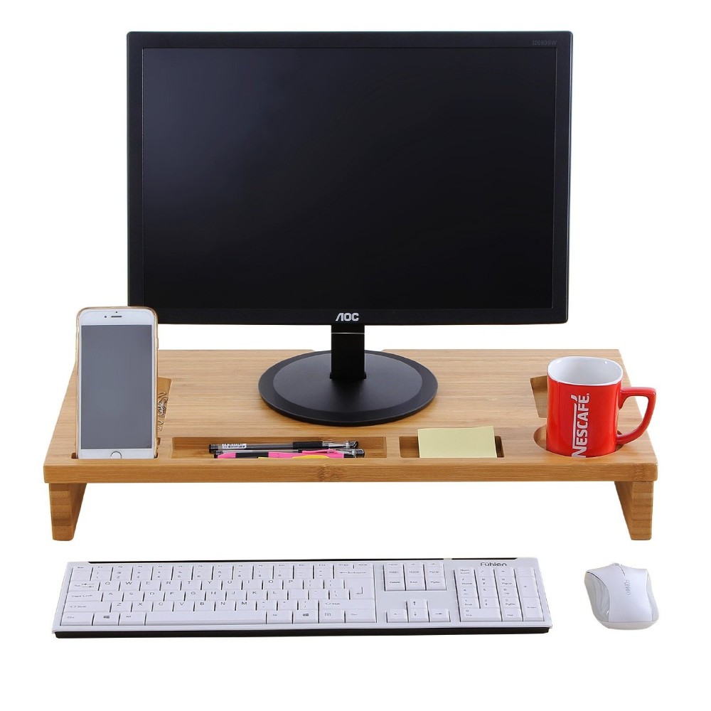 竹モニターライザー大サイズノートパソコンテレビプリンタデスクトップスタンド収納オーガナイザー、オフィスワークステーション仕入れ・メーカー・工場