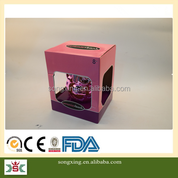 owl design pink gift for girls ceramic plating money box