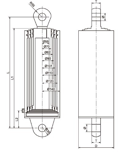 4- ステージラムシリンダー油圧テレスコピック仕入れ・メーカー・工場