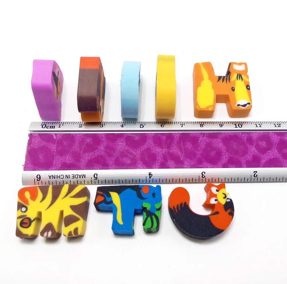 kawaii 2d cartoon letters shaped rubber eraser promotional