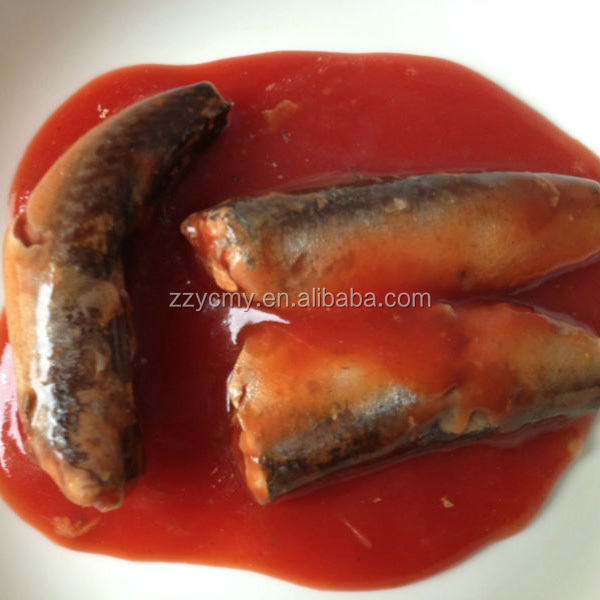 mackerel in tomato sauce in tin can