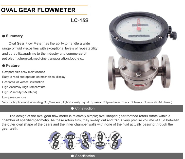 [10/15mm] Stainless Steel Lc Flow Meter / Oval Gear Flowmeter Fuel