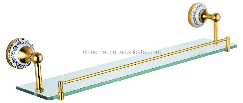 浴室のハードウェアは、 金を設定する単層浴室のガラスシェルフホルダー仕入れ・メーカー・工場