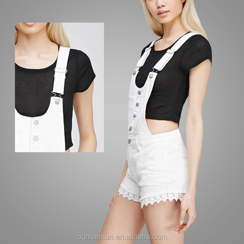 2016 Fashion Summer Denim Short Jeans Pant Ladies Short Jeans Lace Trim Suspender Trousers