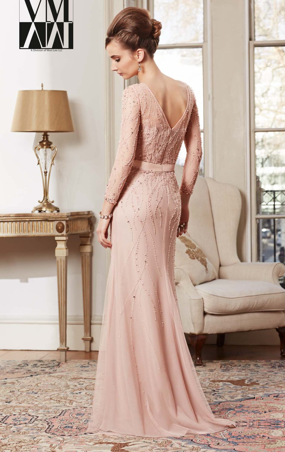 ピンク結晶のスパンコールビーズの長い袖の母花嫁のドレス問屋・仕入れ・卸・卸売り