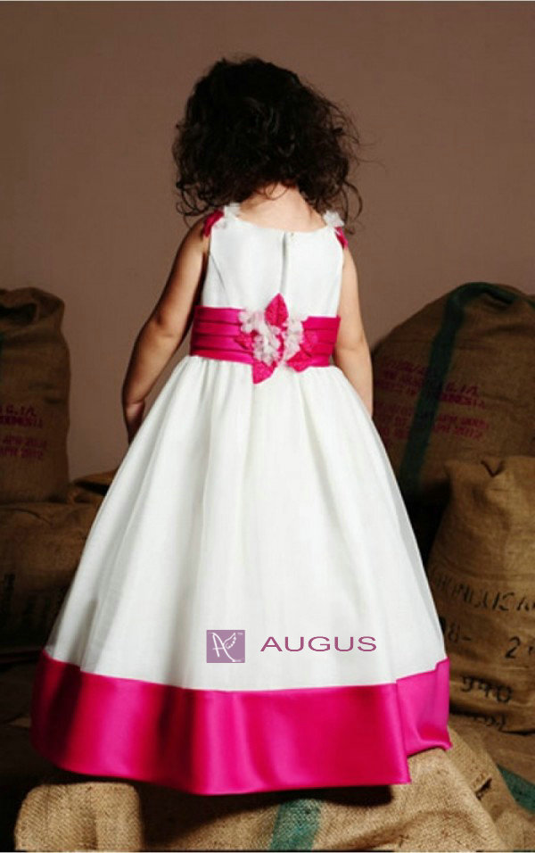 素敵なノースリーブaf24サッシビーズ卸売フラワーガールのドレスは白と赤問屋・仕入れ・卸・卸売り