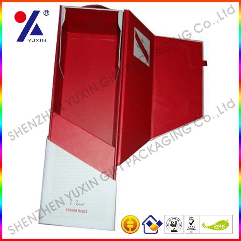 Delicate red wine box made of paperboard with customized size and design/foldable boxes