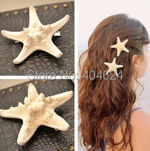 2014 Hot New Trendy Natural Headwear Big Starfish Pattern Women Beach Holiday S/L Hair Barrettes Head Decoration FreeShipping