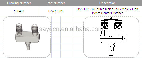 Saa( 1.0/2.3) ダブル男性女性へリンクy15mm中心間距離- saa( 1.0/2.3) コネクタ仕入れ・メーカー・工場