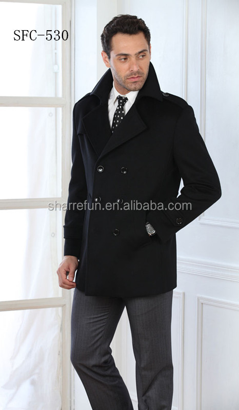 韓国ファッションコートウールの男性黒い色仕入れ・メーカー・工場