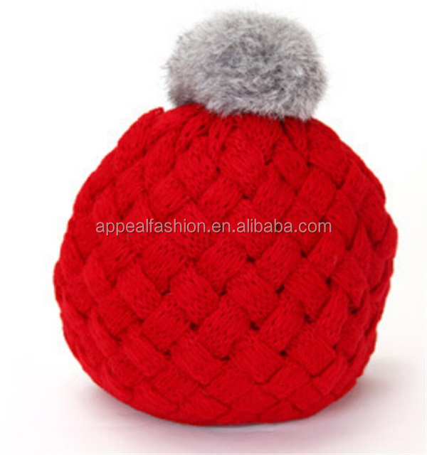 カラフルな冬のかぎ針編みのニット赤ちゃんの帽子ポンポンとボール上部問屋・仕入れ・卸・卸売り