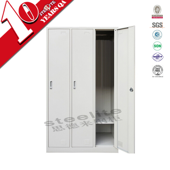 Colorful Lockable 3 Door Iron Steel Wardrobe Design Price For