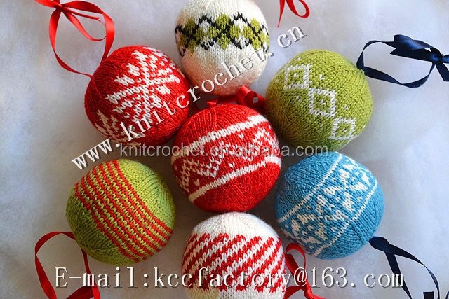 Knit Christmas tree decoration, Christmas ball hanging ornament, Knit ...