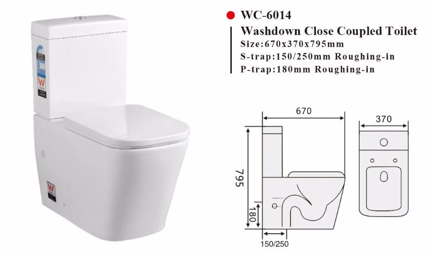 Twopiece Washdown Watermark Toilet Factory S/p Trap With Geberit Or R