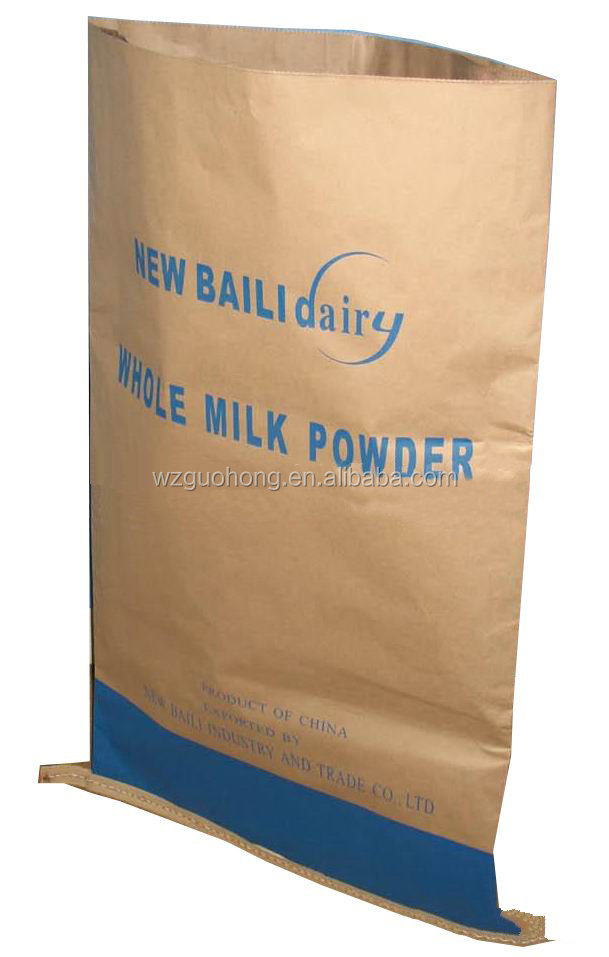 Side Gusset Plastic Compound Kraft Paper Bag 25kg Kraft Paper Sack With