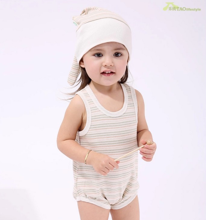 ファッションオーガニックコットン100％oネックノースリーブサマーソフトスキニー赤ちゃん幼児ロンパースーツの摩耗0- 3/7から12/13-18month卸売問屋・仕入れ・卸・卸売り