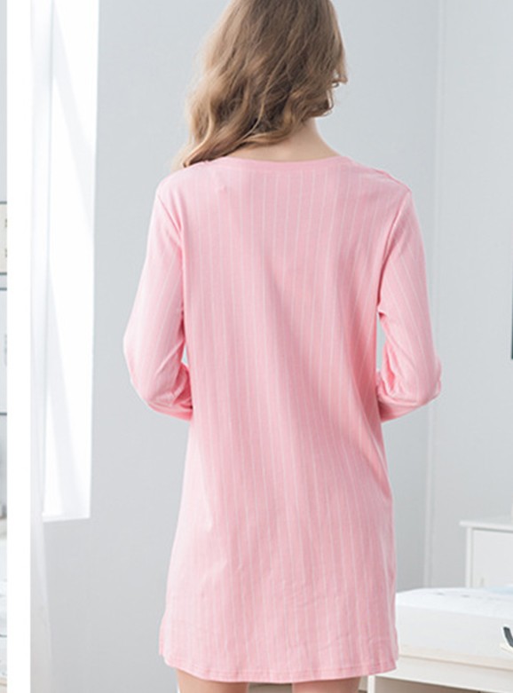 かわいいロングスリーブピンク印刷手紙100%コットン良い品質トップドレスネグリジェと普段着用日常生活仕入れ・メーカー・工場