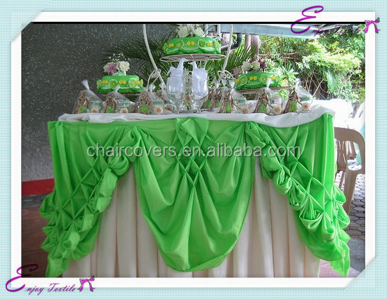 テーブルのスカートフリルyhk#64- ポリエステルの宴会の結婚式の椅子カバーサッシュのテーブルクロス卸売スカートのリネン仕入れ・メーカー・工場