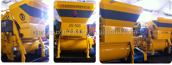Widely-used compulsory JS500 best sand and cement mixer saffron yellow painted