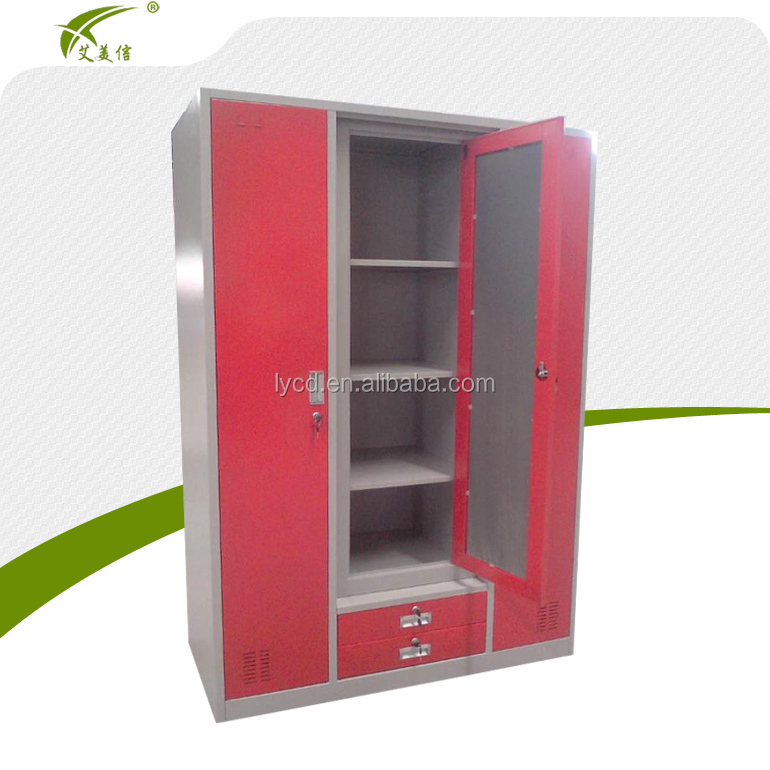 Customized Metal Indian 3 Door Metal Wardrobe Almirah Designs With