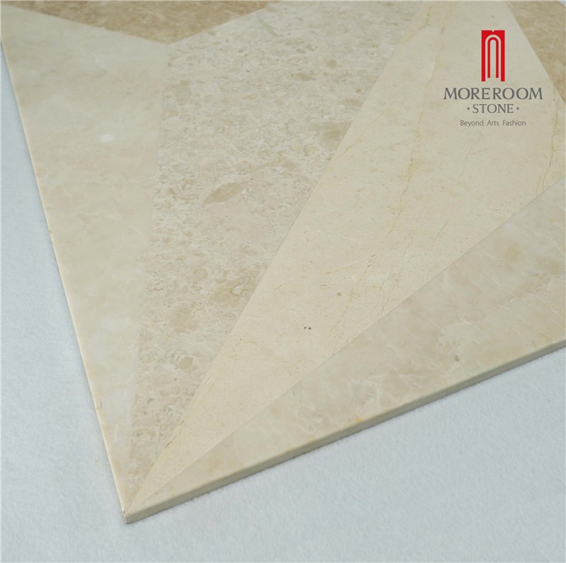 MPC0002-J07G Moreroom Stone Turkish Beige Marle Cappuccino Marble Stone Tiles Iran Beige Marble Flooring Tiles Wall Tiles Marble Inlay Medallion Water jet pattern Marble Inset Tiles-3.jpg