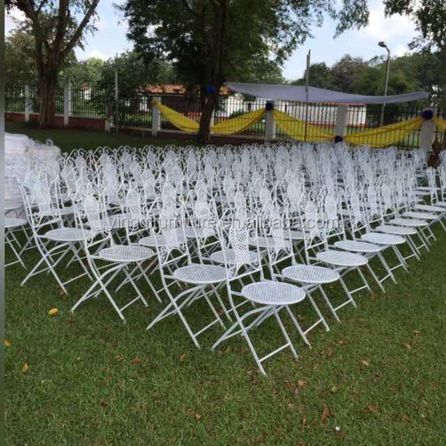 安い庭金属折りたたみ白い椅子用結婚式レンタル仕入れ・メーカー・工場