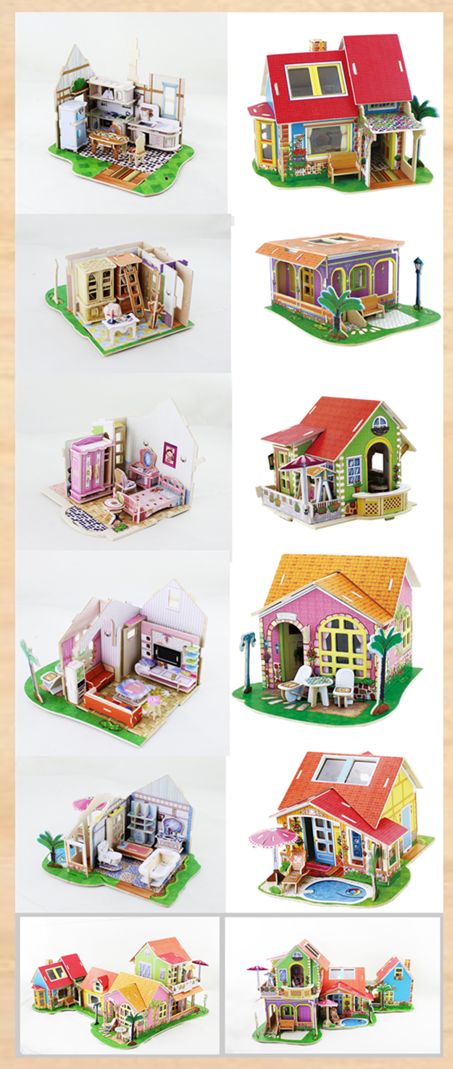 3d木製の人形の家のパズル問屋・仕入れ・卸・卸売り