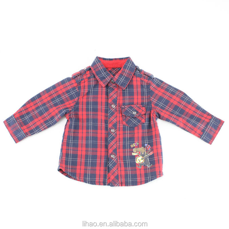 秋薄い男の子のための長い袖の格子縞のシャツ/の子供格子縞のシャツ仕入れ・メーカー・工場