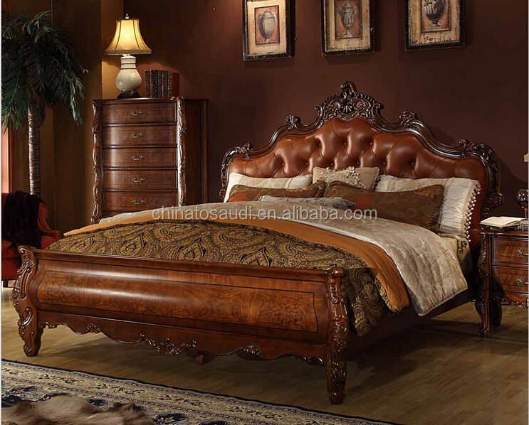 1.8m Solid Birch Wood Hand Carved Bed,Hand Carved Wood Bed Model 96
