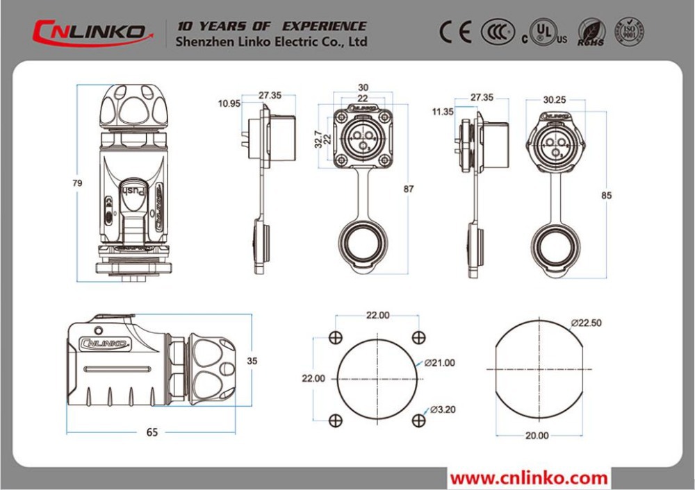 cnl<em></em>inko用2ピンコネクタ防水丸型太陽熱温水ポンプソーラーコントローラ仕入れ・メーカー・工場