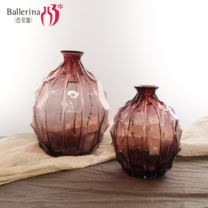 BALLERINA Elegant living room decoration oval shape color rhombus thick glass art glass vase