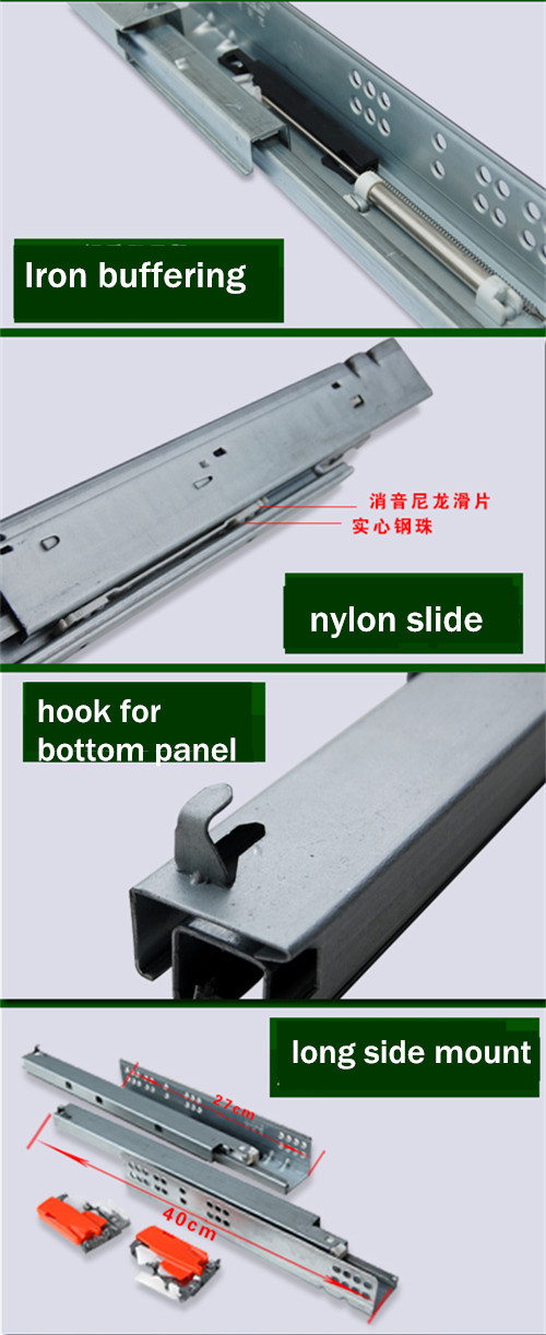 3 Fold Full Extension Soft Closing Undermount Drawer Slide,Concealed