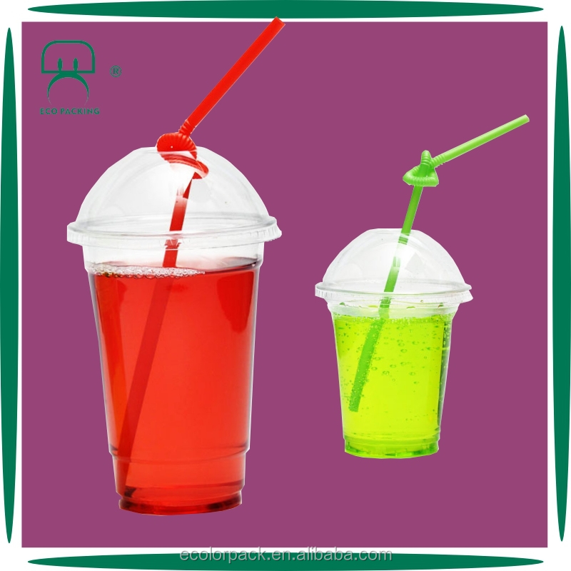 20oz Frozen Beverage Disposable Plastic Juice Cup With Lid And Straw