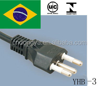 ブラジルのacinmertoプラグ付き電源コード、 ブラジルuc電源コードを承認した、 ブラジルの電源コードプラグ付き仕入れ・メーカー・工場