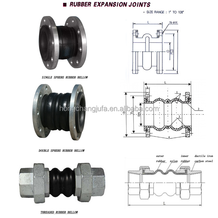Pn10 Dn700 Bellows Nbr Rubber Expansion Joint Flexible Flange Ball