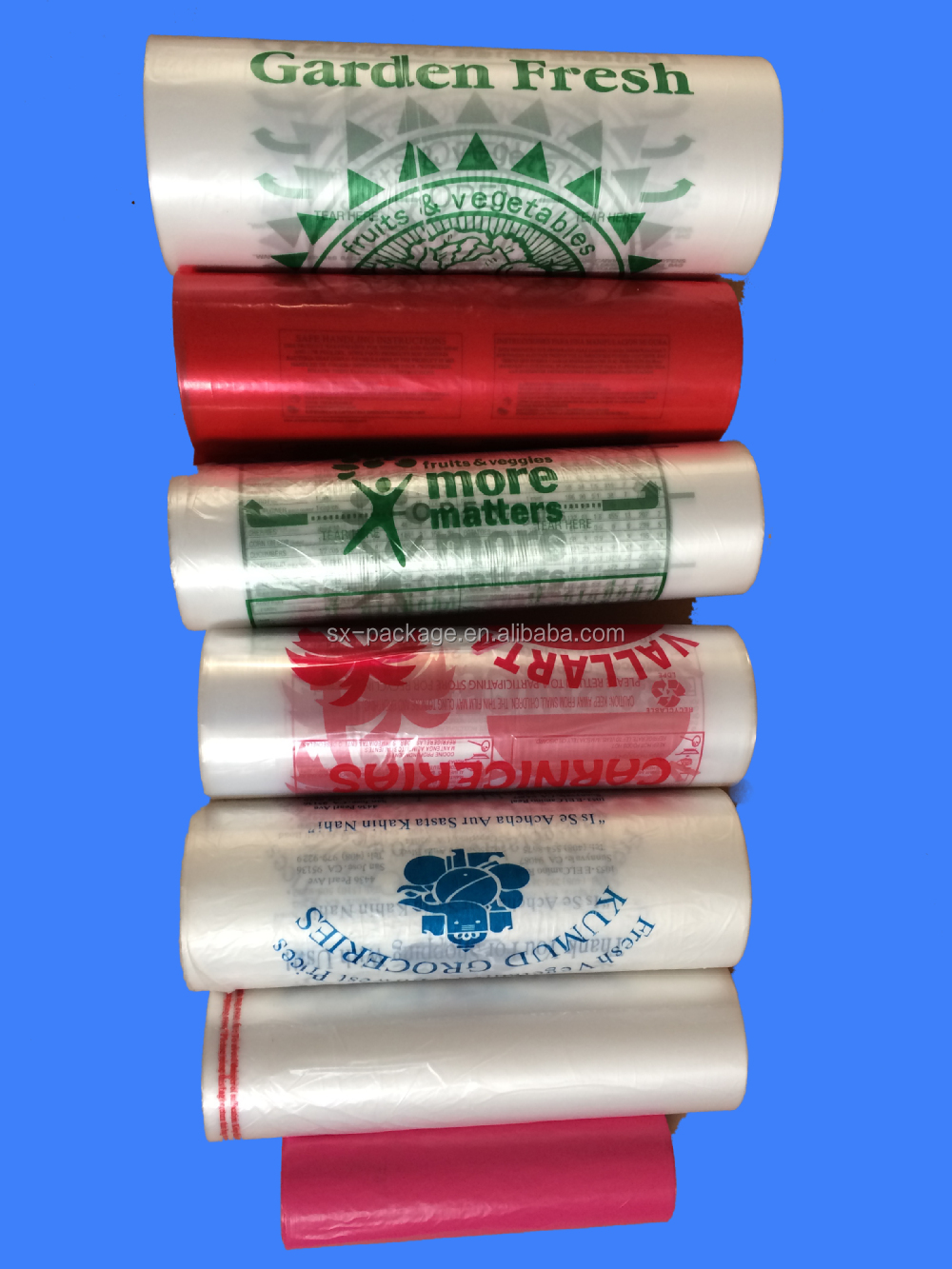 printed bags in/on roll with perforation