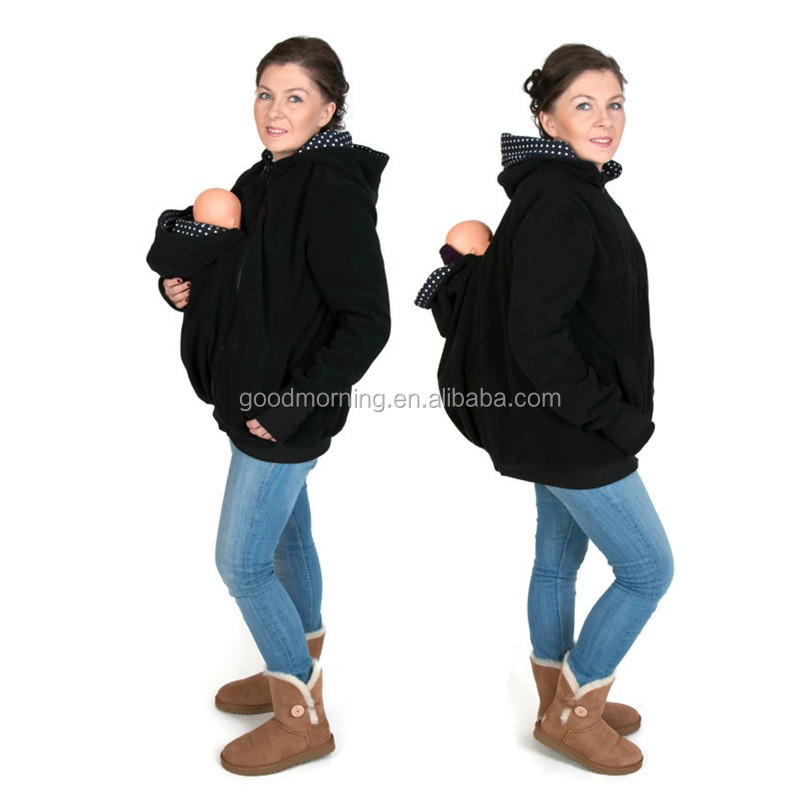 3 in 1 Babywearing jacket FRONTBACK Maternity Pregnancy Multifunctional Kangaroo Mom and Baby, baby carrying Black-Navy polka dots.jpg