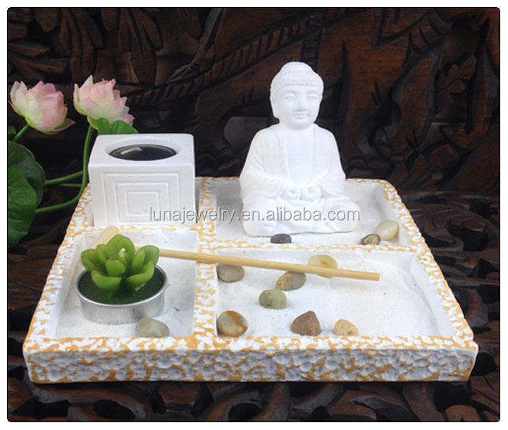 Branco buda mini zen garden, Asiática japonesa fengshui zen garden Artesanato de resina ID do Mesa Aparador Cozinha ~ Branco buda mini zen garden, Asiática japonesa fengshui zen garden Artesanato de resina ID do