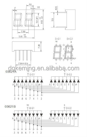 7 segment led display 0.36 inch digital 2 digit 0.36inch blue