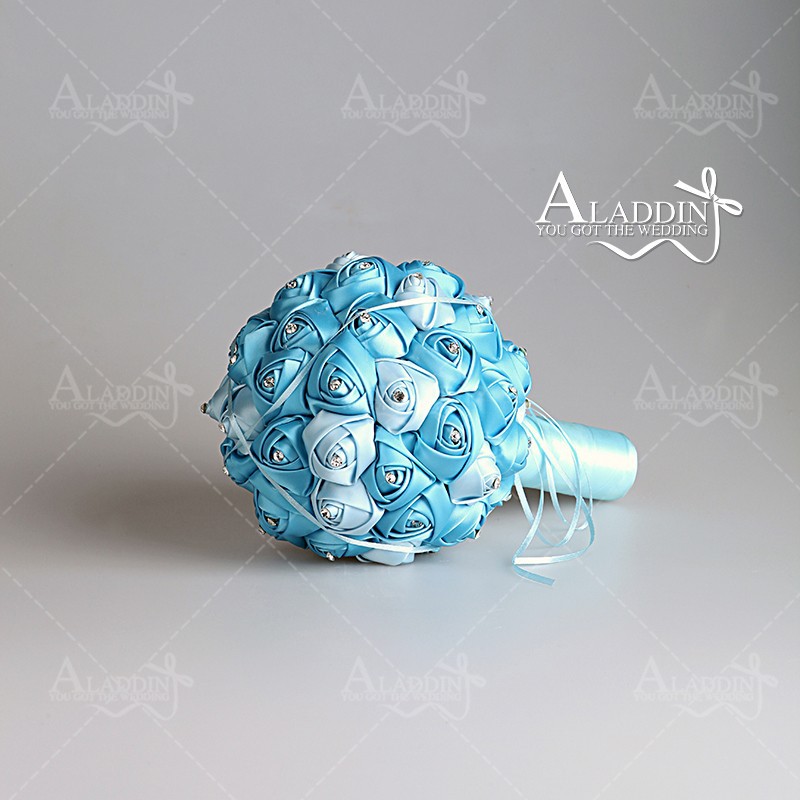 熱い販売の優雅なバラの花がバラ青boquet手作りのシルクの花嫁の仕入れ・メーカー・工場