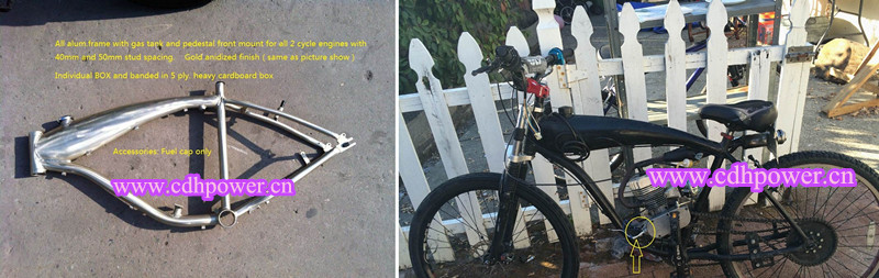 bicycle frame with built in gas tank