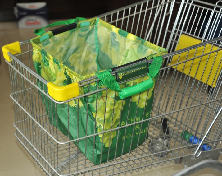 スーパーマーケットのショッピングカートショッピングバッグ折り畳み式のプラスチック製のハンドル付き( ad101)問屋・仕入れ・卸・卸売り