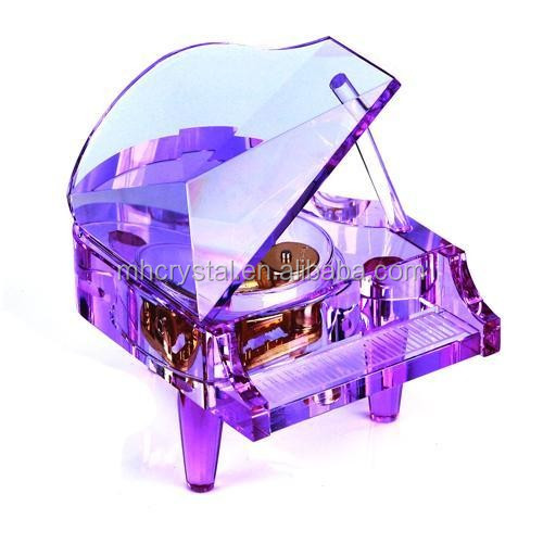 クリアクリスタルガラスグランドピアノ音楽ボックス再生します結婚式MH-P003仕入れ・メーカー・工場