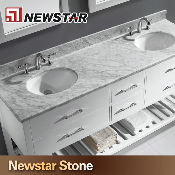 Chinese Polished Granite Marble Prefab Bathroom Double Sink Countertop