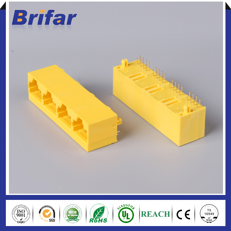 Brifar1*4黄色のトップエントリ- rj45cat5メスコネクタ仕入れ・メーカー・工場