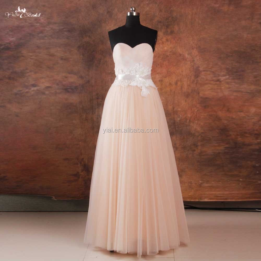 Rsw738 Floor Length Cheap Pink Blush Beach Wedding Dress